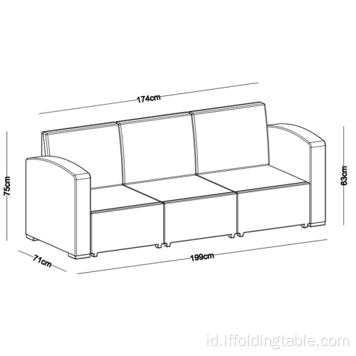 Sofa Plastik Luar Ruang 5 Tempat Duduk